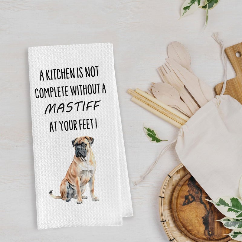 Geqtt Funny Mastiff Kitchen Towels - English Mastiff Gifts Waffle Weave Dish Towels, Gifts for Dog Lovers Decorative Hand Tea Towel, 16x24 Inch - Image 4